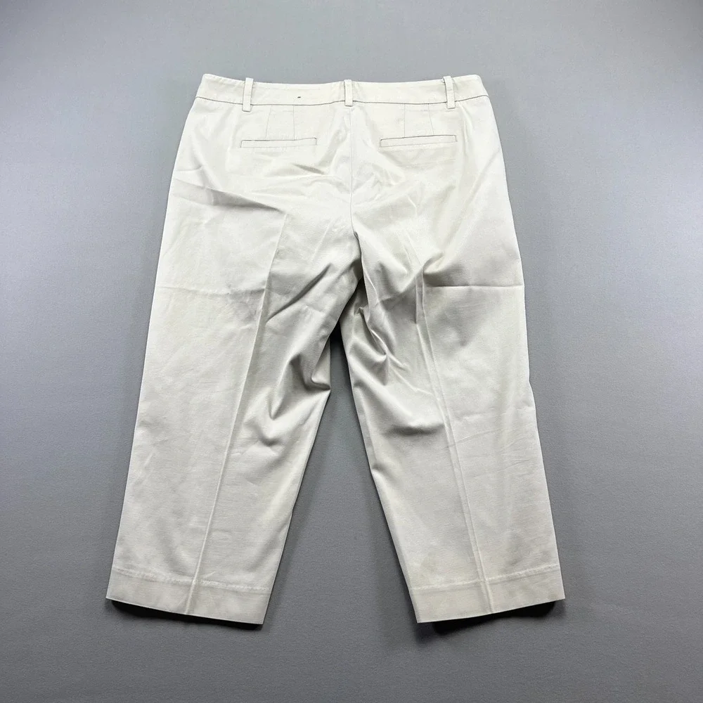 Talbots Perfect Skimmer Pants Womens 8 Petite White Cotton Stretch Side Slit